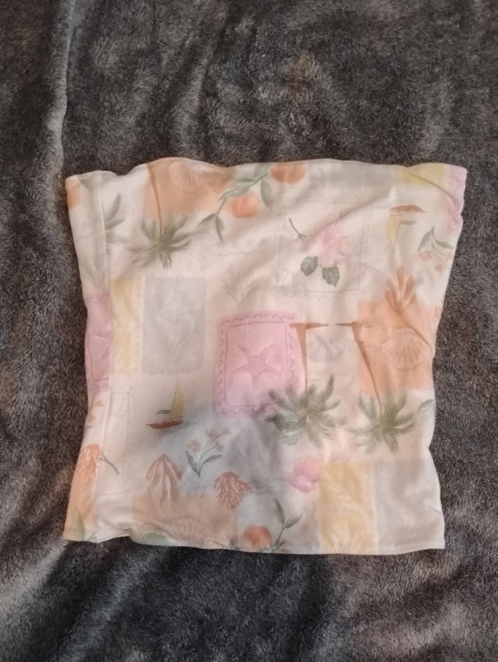 Hollister Pastel Tropical Print Throw Pillow Cover - White, Peach, Green
